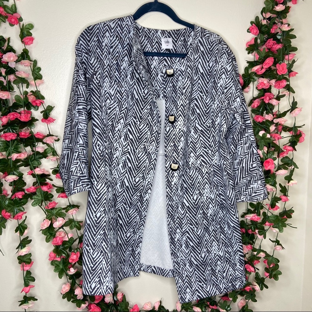 🌹Cabi 3034 Zigzag Print Ponte Black White Jacket